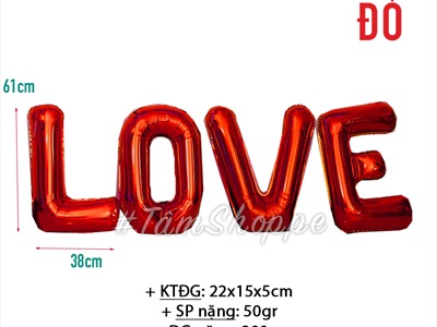 Bong bóng kiếng chữ LOVE viết hoa cao 60cm BBK-LOVE-01
